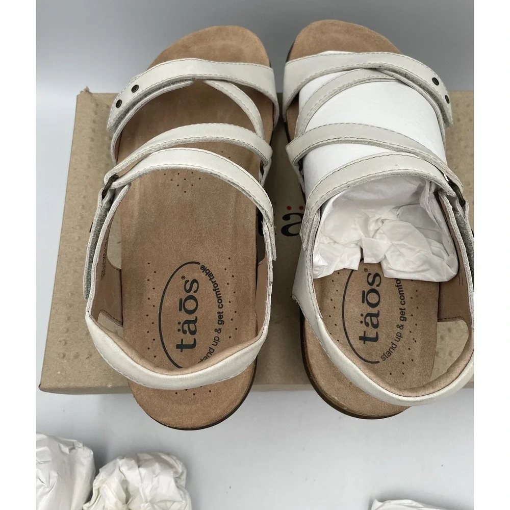 Taos Footwear Women's Leather Sandals Grand Z Off White 6M New In Box Comfort